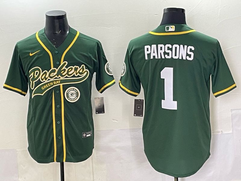 Men 2025 Nike Green Bay Packers 1 Parsons Green Joint Name Limited NFL Jersey style 043